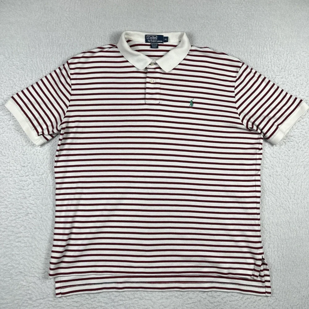Polo Ralph Lauren Shirt Mens XL White Red‎ Striped Casual Preppy Workwear Travel